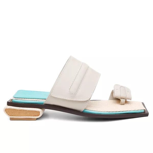 Sandália Baixa Bloco Dedo Off White