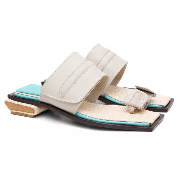 Sandália Baixa Bloco Dedo Off White