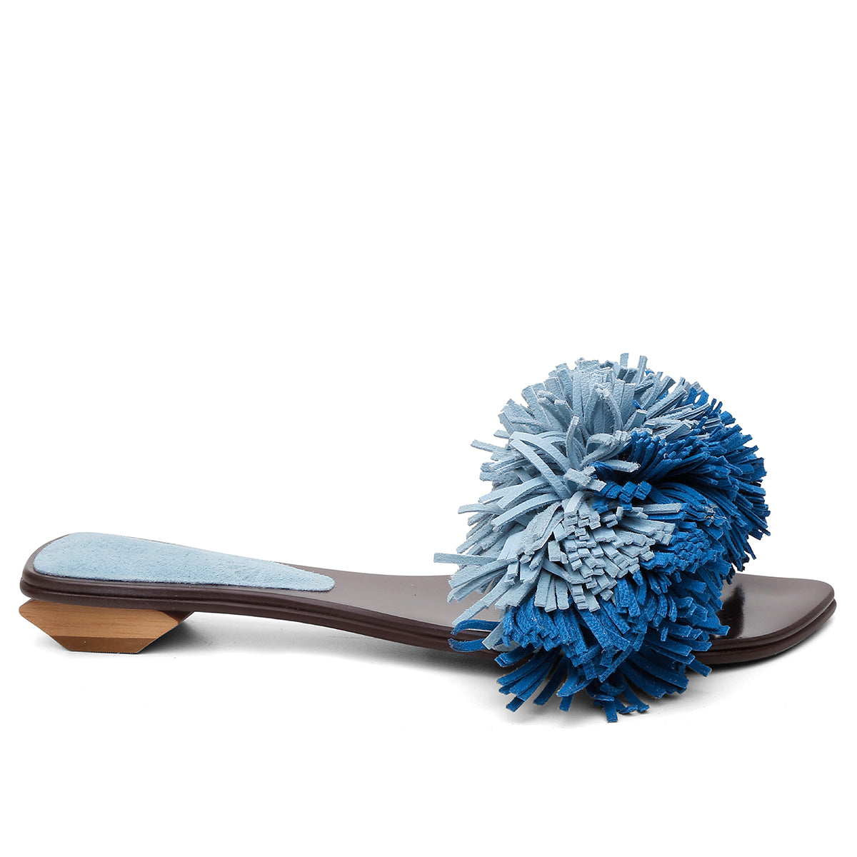 Rasteira Pompom Franjas Azul
