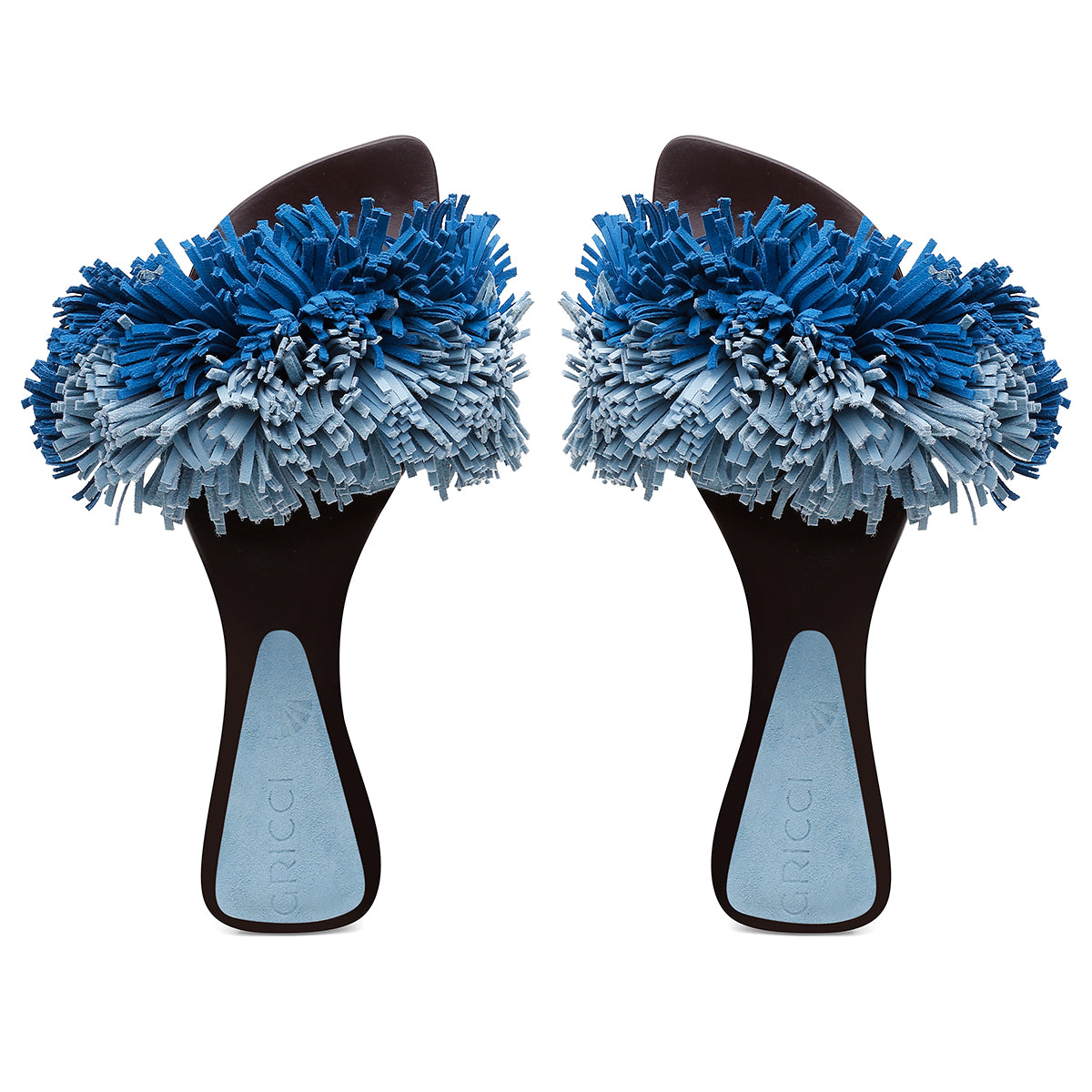 Rasteira Pompom Franjas Azul