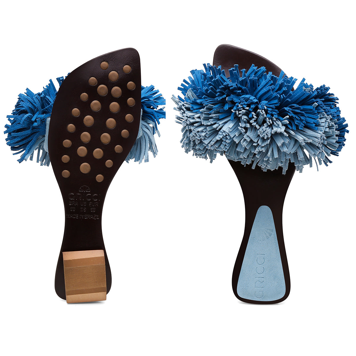 Rasteira Pompom Franjas Azul