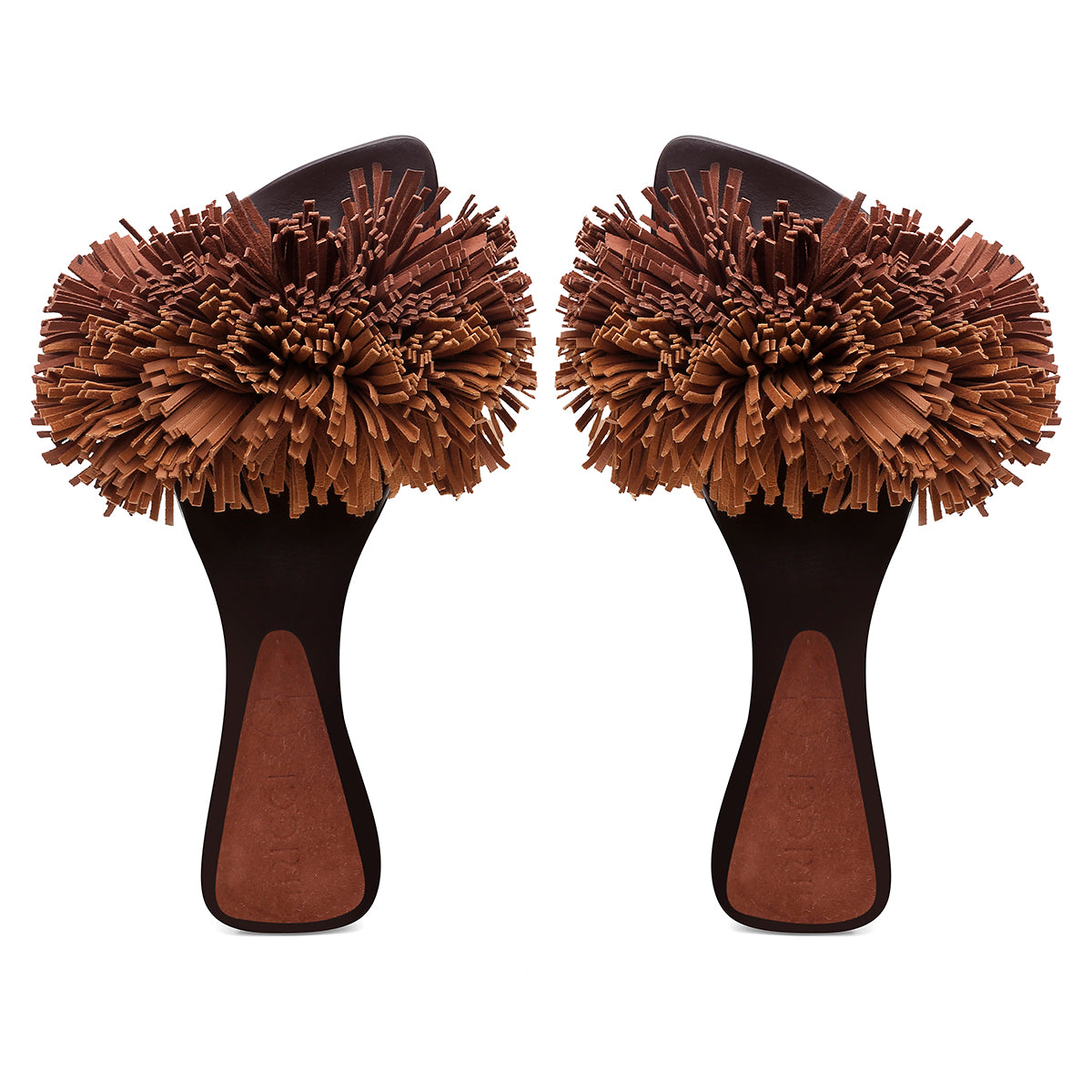 Rasteira Pompom Franjas Caramelo
