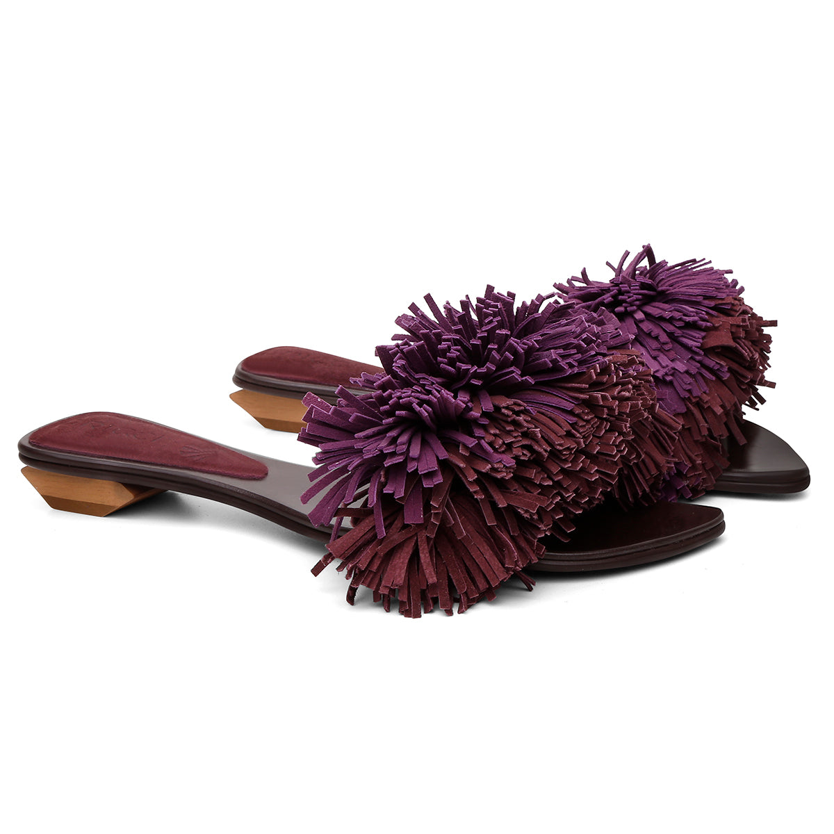 Rasteira Pompom Franjas Violeta