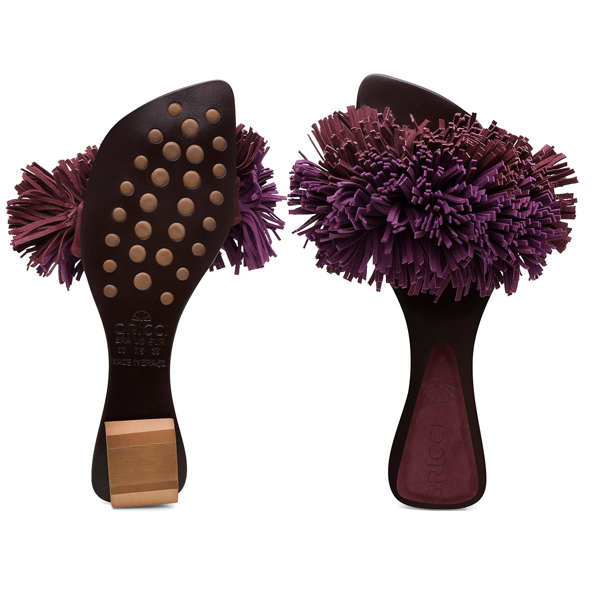 Rasteira Pompom Franjas Violeta