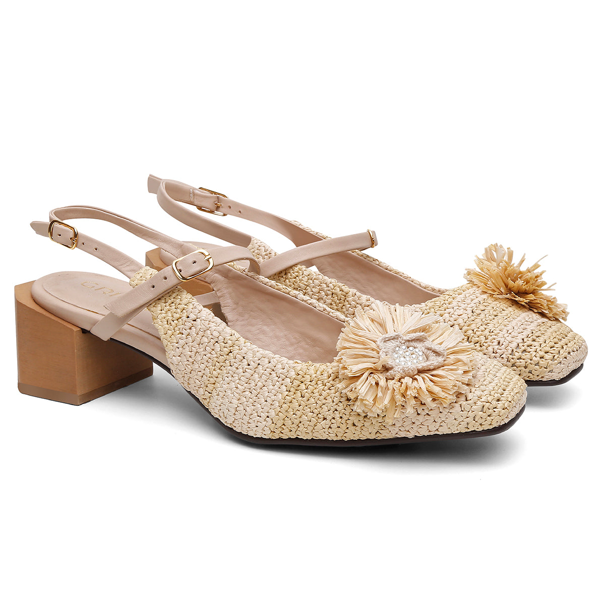 Mule Tiras Duplas Flor