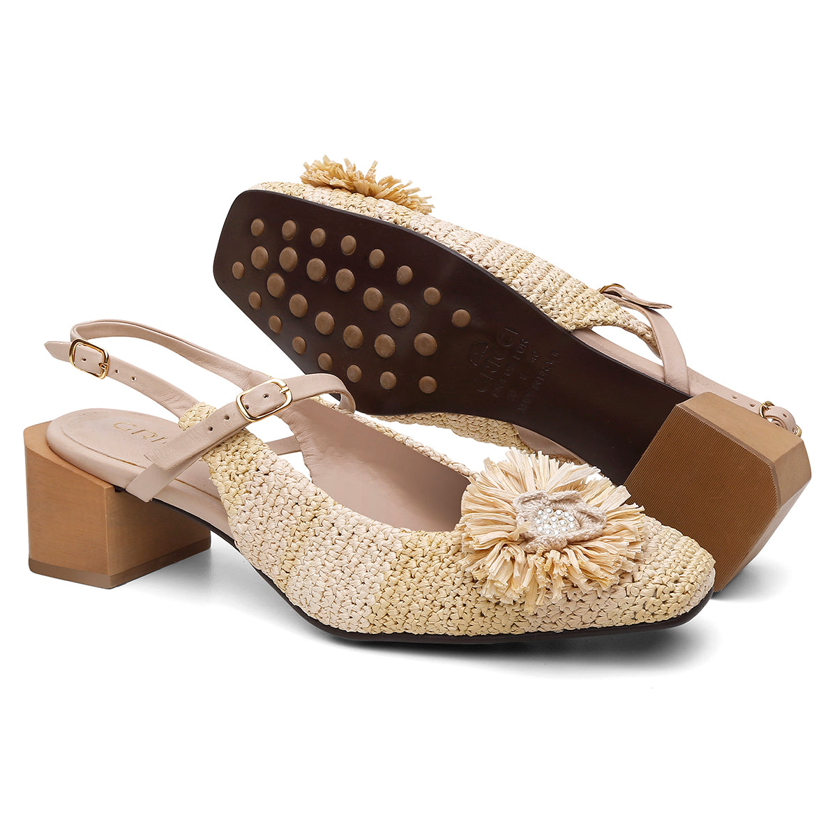 Mule Tiras Duplas Flor