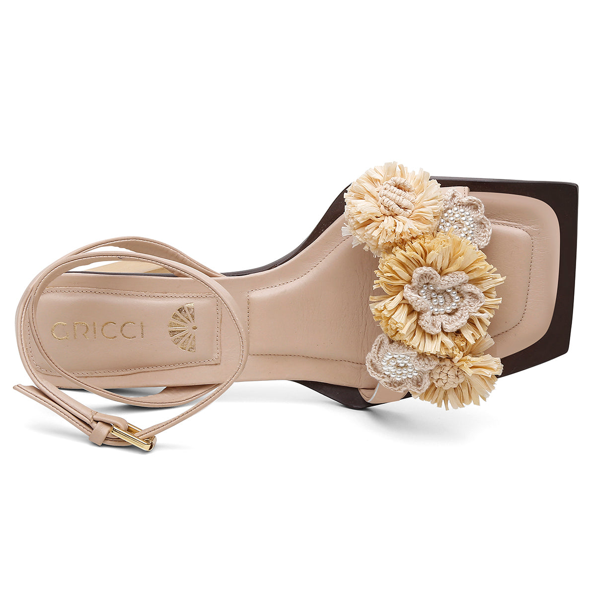 Sandália Alta Flor Crochê