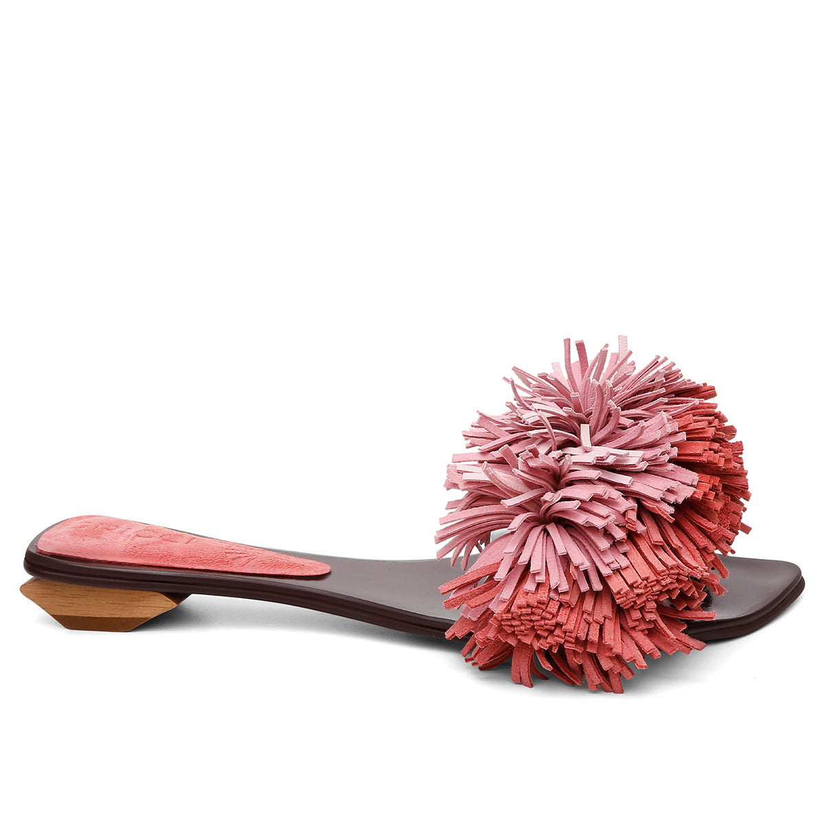 Rasteira Pompom Franjas Rosa