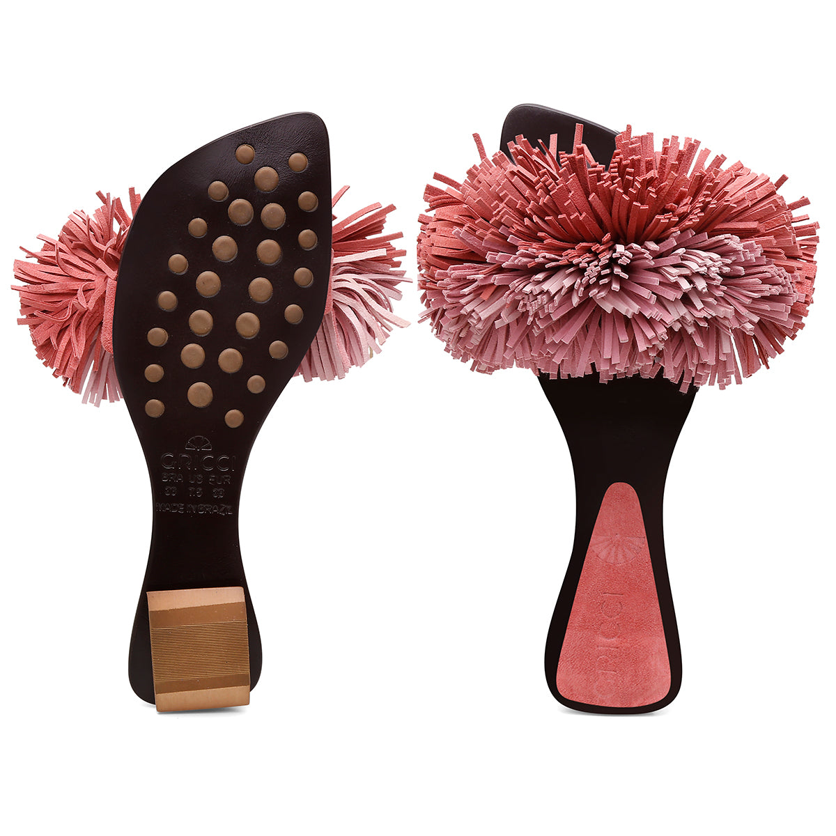 Rasteira Pompom Franjas Rosa