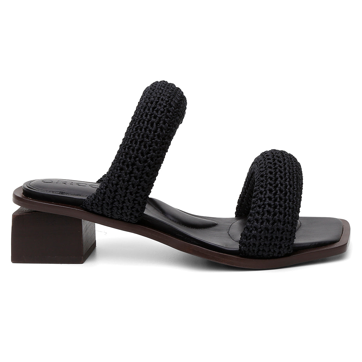 Sandália Média Crochê Dois Preto