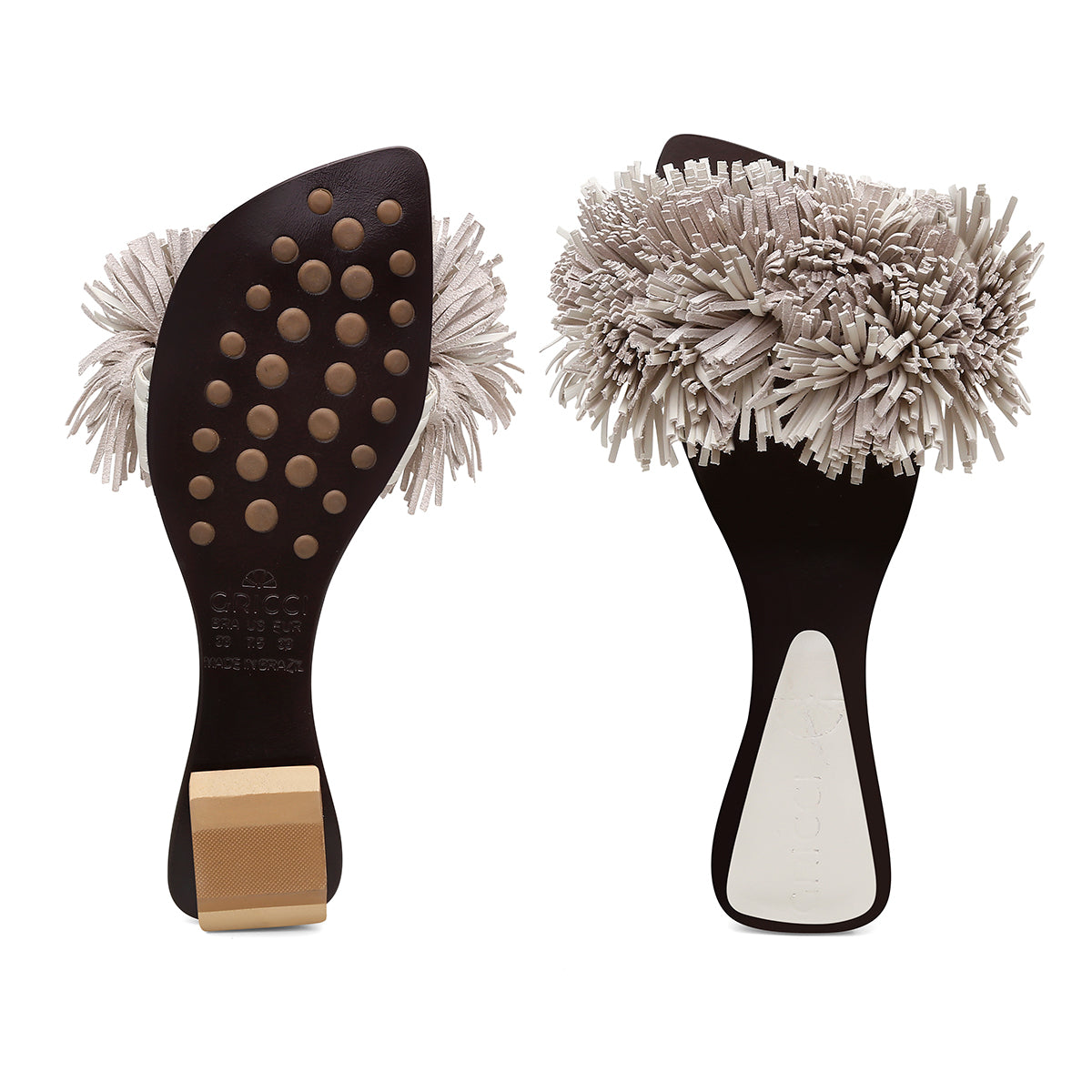 Rasteira Pompom Franjas Off White