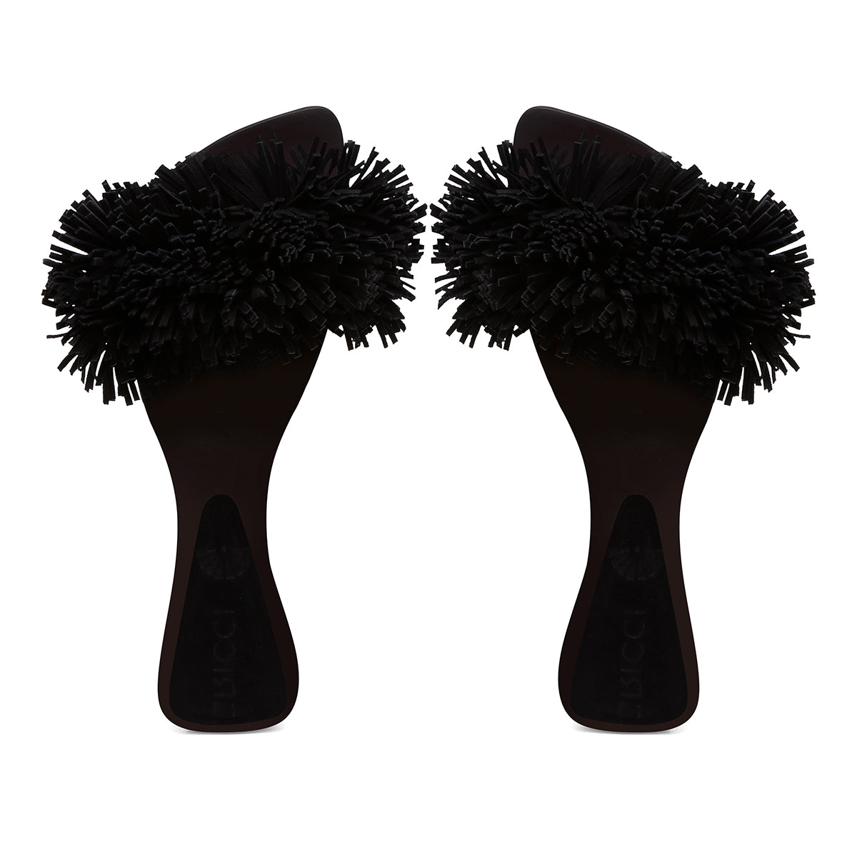 Rasteira Pompom Franjas Preto