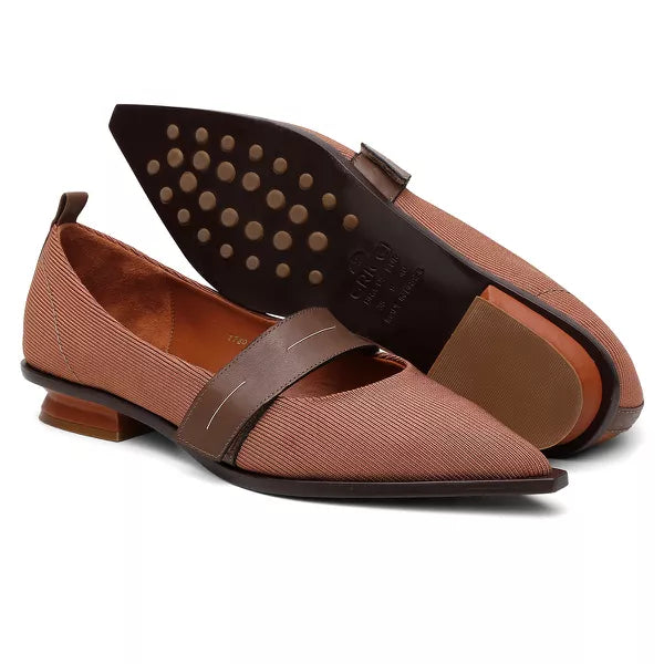 Sapatilha Bico Fino Tricot Marrom