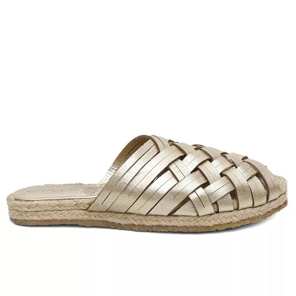 Rasteira Espadrile X Metalizado Ouro Light