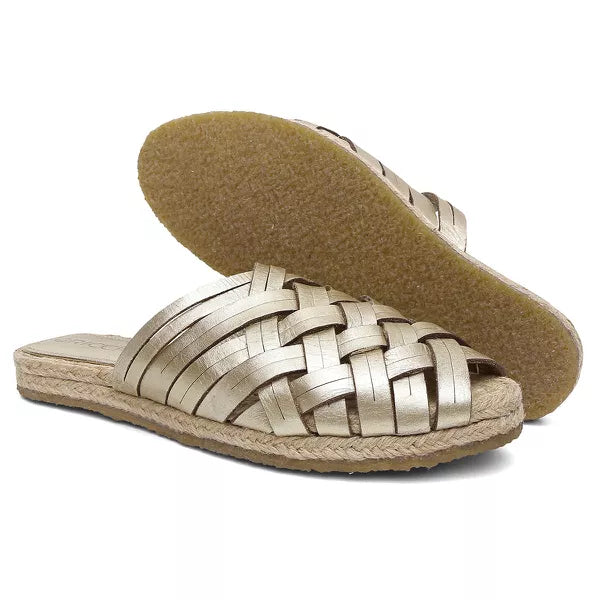 Rasteira Espadrile X Metalizado Ouro Light