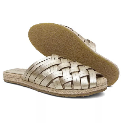 Rasteira Espadrile X Metalizado Ouro Light