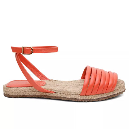 Rasteira Espadrile Tiras Coral