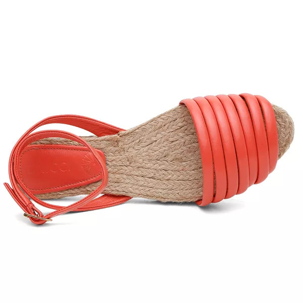 Rasteira Espadrile Tiras Coral