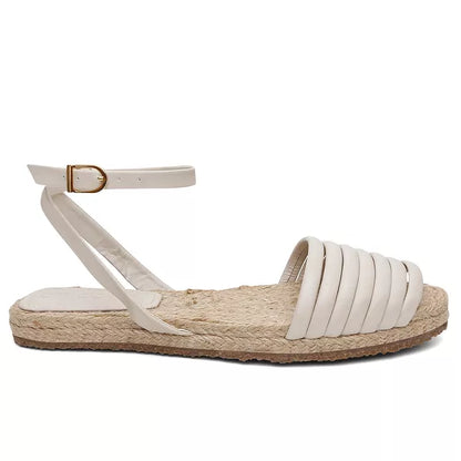 Rasteira Espadrile Tiras Off White