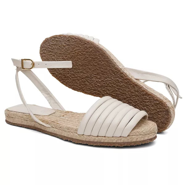 Rasteira Espadrile Tiras Off White
