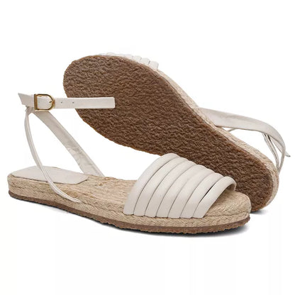 Rasteira Espadrile Tiras Off White