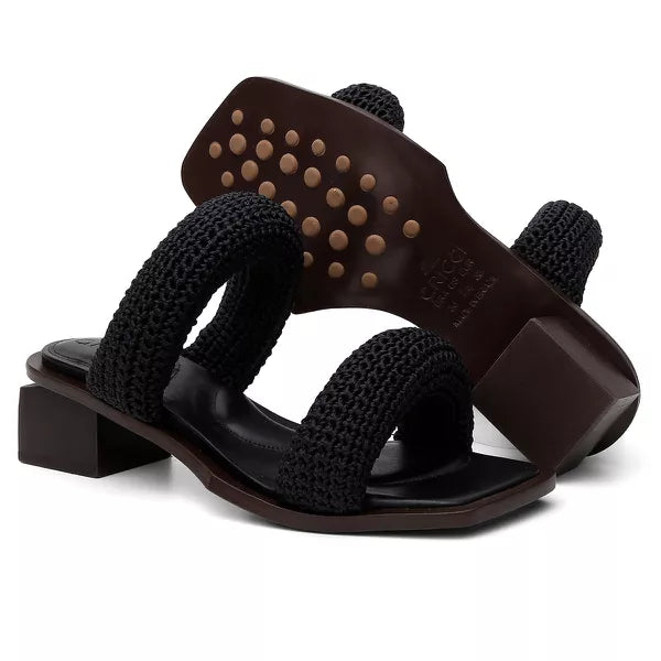 Sandália Média Crochê Dois Preto