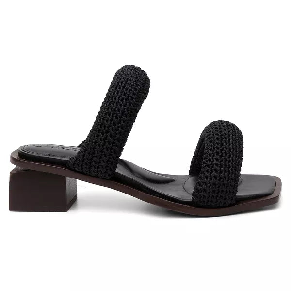 Sandália Média Crochê Dois Preto