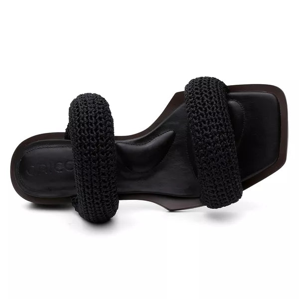 Sandália Média Crochê Dois Preto