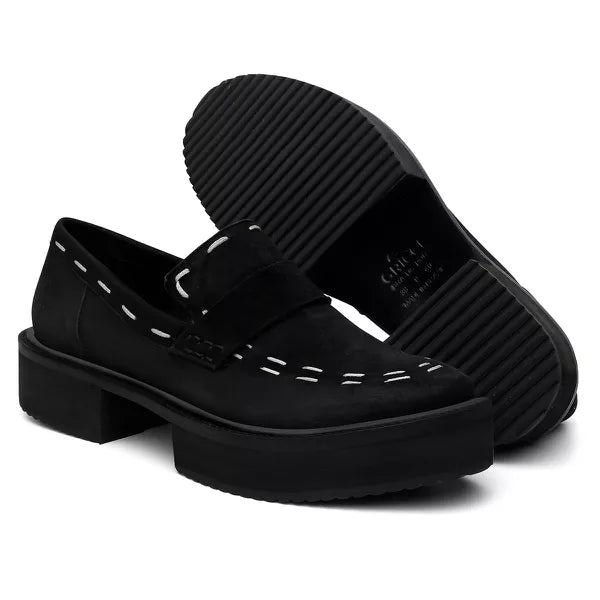 Mocassim Alinhavo Preto